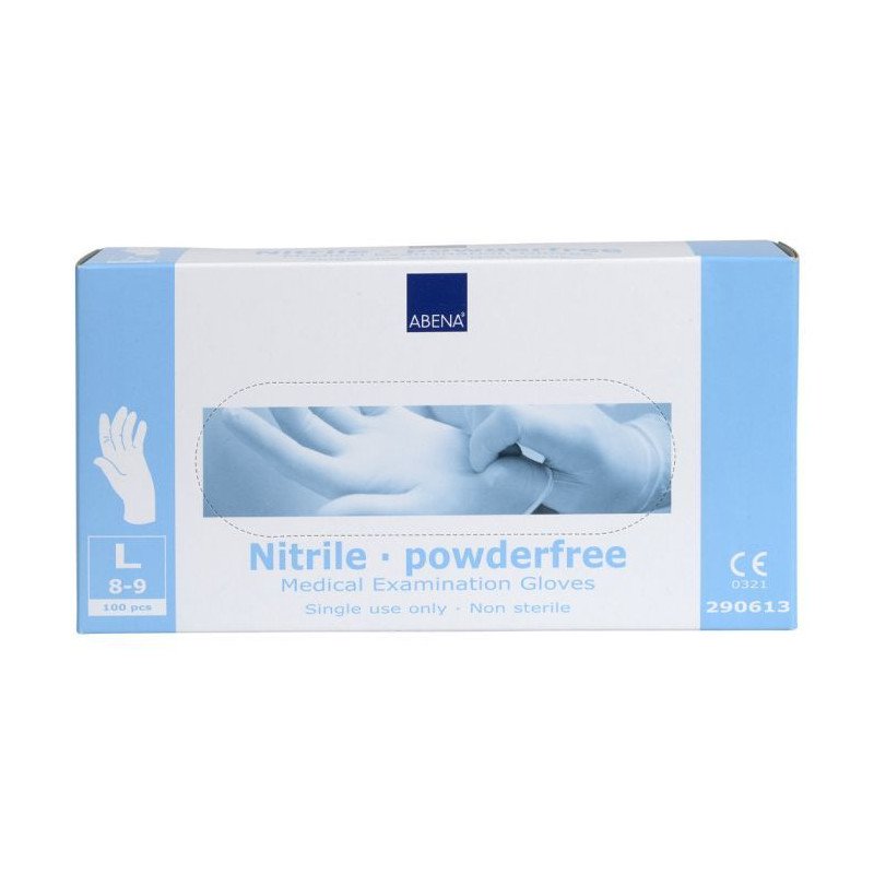 Abena Nitril Handschoenen Poedervrij Maat L Blauw 100st