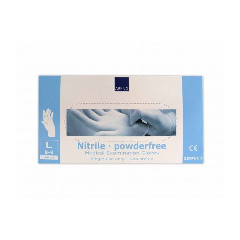 Abena Nitrile Gloves Powder-Free Size L White 100pcs