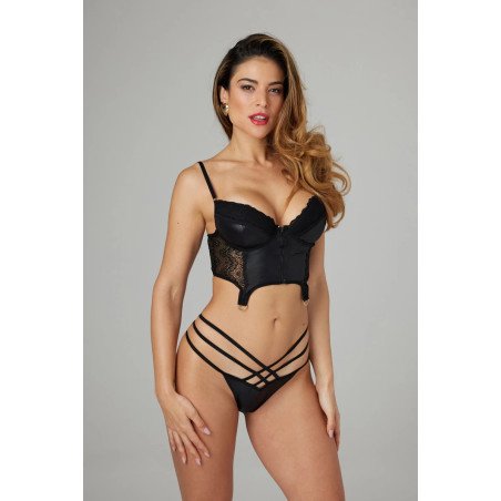 Wetlook Bustier Set Monroe – Zwart