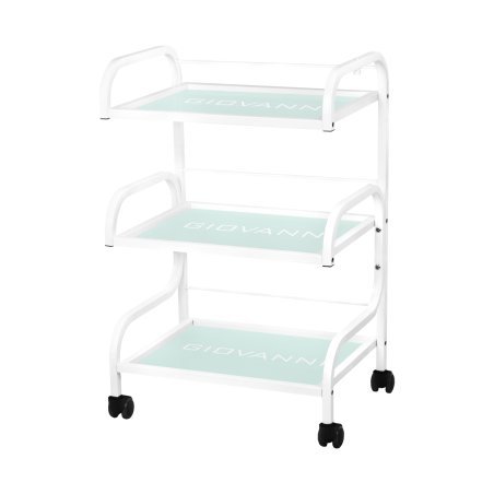 Werktafel voor cosmetische apparaten Giovanni Beauty Type 1014 met 3 glazen legplanken op wielen voor salon en nagelstudio