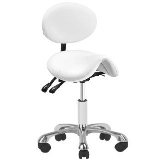 Professionele beautykruk Giovanni Beauty 1025 wit met rugleuning en hydraulische hoogteverstelling voor schoonheidssalons