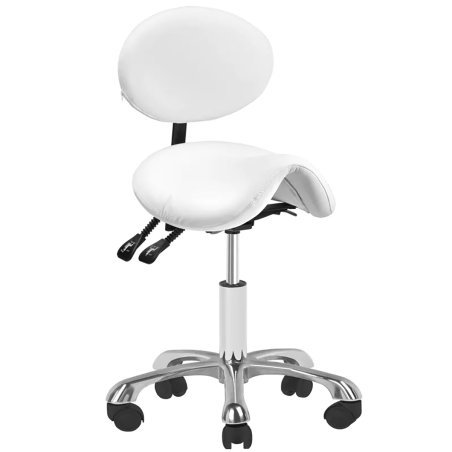 Professionele beautykruk Giovanni Beauty 1025 wit met rugleuning en hydraulische hoogteverstelling voor schoonheidssalons