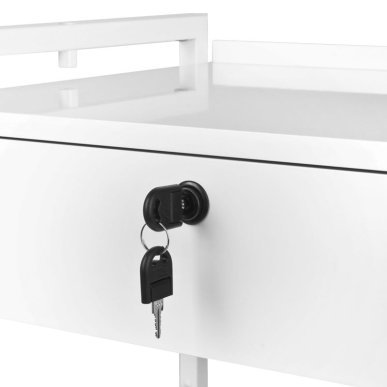 Professionele werktafel Giovanni Beauty Type 1019A wit met afsluitbare lade, legplanken en wielen voor schoonheidssalon
