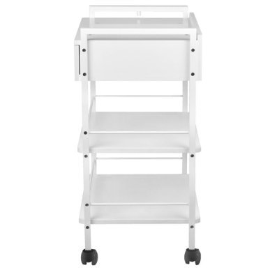 Professionele werktafel Giovanni Beauty Type 1019A wit met afsluitbare lade, legplanken en wielen voor schoonheidssalon