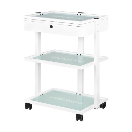 Professionele werktafel Giovanni Beauty Type 1040A met lade en glazen legplanken voor schoonheidssalon en nagelstudio
