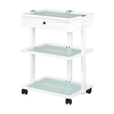Professionele werktafel Giovanni Beauty Type 1040A met lade en glazen legplanken voor schoonheidssalon en nagelstudio