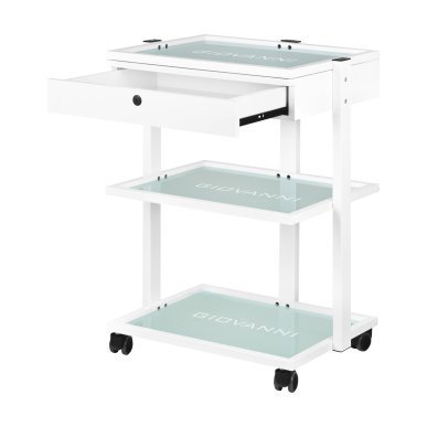 Professionele werktafel Giovanni Beauty Type 1040A met lade en glazen legplanken voor schoonheidssalon en nagelstudio