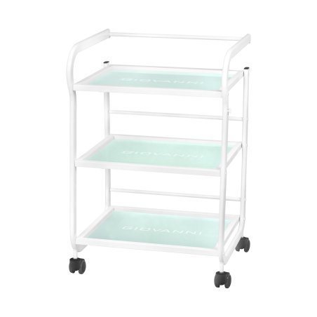 Werktafel voor cosmetische apparaten Giovanni Beauty Type 1013 met 3 glazen planken op wielen voor schoonheidssalon