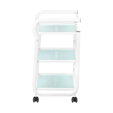 Werktafel voor cosmetische apparaten Giovanni Beauty Type 1013 met 3 glazen planken op wielen voor schoonheidssalon