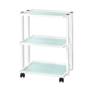 Professionele werktafel Giovanni Beauty Type 1041 met 3 glazen legplanken op wielen voor schoonheidssalon en nagelstudio