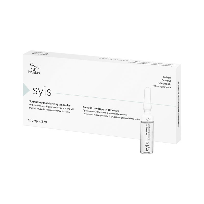 Hydraterende en voedende ampullen SYIS 10 x 3 ml voor droge, vochtarme huid en professionele gezichtsbehandelingen