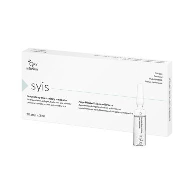 Hydraterende en voedende ampullen SYIS 10 x 3 ml voor droge, vochtarme huid en professionele gezichtsbehandelingen