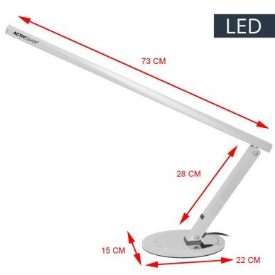 LED-bureaulamp Slim aluminium zilver voor manicure, pedicure, beautybehandelingen en professioneel detailwerk in salons