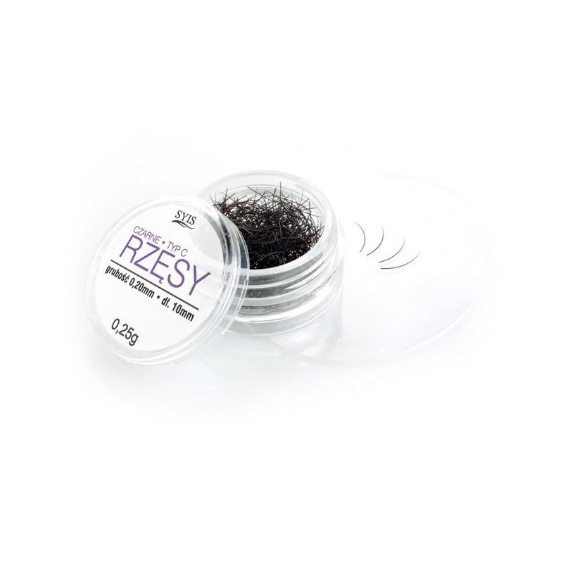 Wimperextensions C-krul 0.20 x 10 mm SYIS 0.25 g intens zwart voor professionele wimperverlenging en wimperstyling