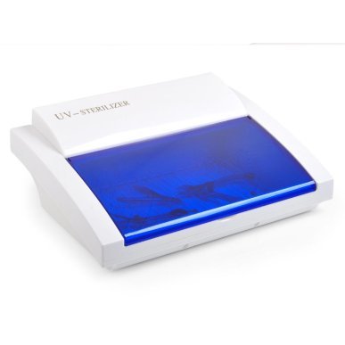 Professionele UV-C-sterilisator blauw voor desinfectie van cosmetische en kappersaccessoires in salon en beautypraktijk