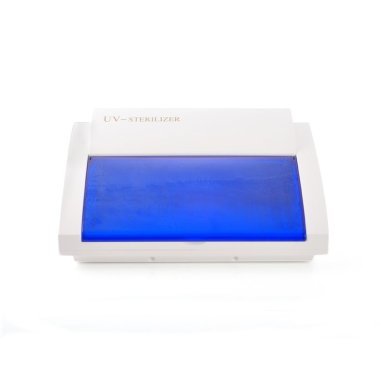 Professionele UV-C-sterilisator blauw voor desinfectie van cosmetische en kappersaccessoires in salon en beautypraktijk