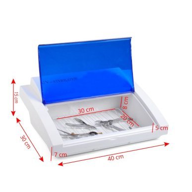 Professionele UV-C-sterilisator blauw voor desinfectie van cosmetische en kappersaccessoires in salon en beautypraktijk