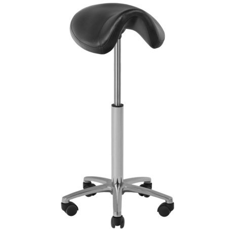 Hoge cosmetische kapperskruk 001B zwart, mobiele werkkruk voor ergonomisch zitten in kapsalon, barber, beauty en pedicure
