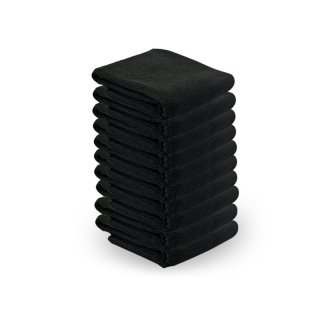 Microvezeldoeken zwart 73 x 40 cm, 10 stuks voor kapsalon, beauty, spa en nagelstudio voor professioneel reinigen en afdekken