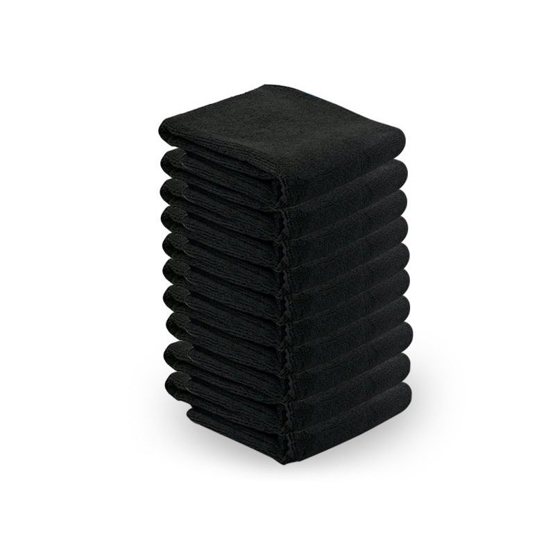 Microvezeldoeken zwart 73 x 40 cm, 10 stuks voor kapsalon, beauty, spa en nagelstudio voor professioneel reinigen en afdekken