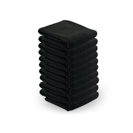 Microvezeldoeken zwart 73 x 40 cm, 10 stuks voor kapsalon, beauty, spa en nagelstudio voor professioneel reinigen en afdekken