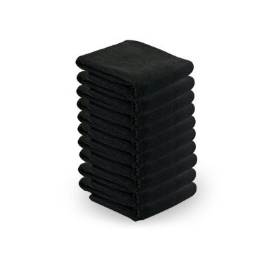 Microvezeldoeken zwart 73 x 40 cm, 10 stuks voor kapsalon, beauty, spa en nagelstudio voor professioneel reinigen en afdekken