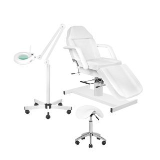 Cosmetische stoel set A-210 met LED loeplamp S5 5 dioptrieën en AM-302 kruk voor beautybehandelkamer