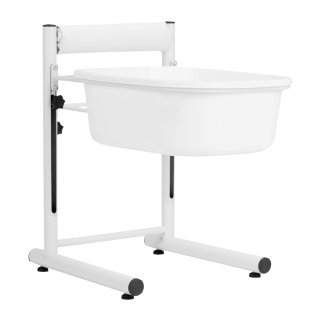 In hoogte verstelbare witte pedicureschaal voor professionele voetverzorging en comfortabele pedicurebehandelingen