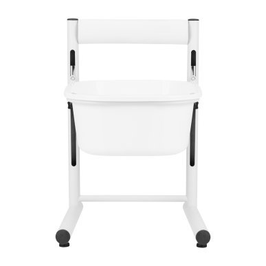 In hoogte verstelbare witte pedicureschaal voor professionele voetverzorging en comfortabele pedicurebehandelingen