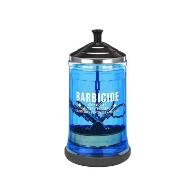 Glazen desinfectiepot Barbicide 750 ml voor instrumenten en accessoires voor professionele salonhygiëne en pedicure