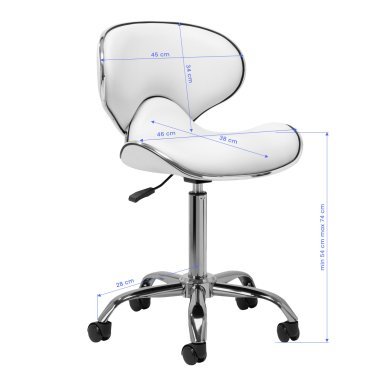 Professionele cosmetische kruk Gabbiano Q-4599 wit voor beauty-, pedicure- en stylingbehandelingen in de salon