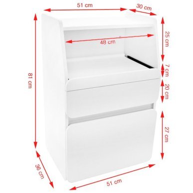 Cosmetische kast Azzurro Midi 970 wit met twee lades en loeplamphouder voor schoonheidssalons en pedicuresalons