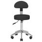 Professionele cosmetische kruk AM-304 zwart met afneembare rugleuning en rubberen wielen voor schoonheidssalon en pedicure