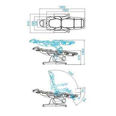Elektrische behandelstoel Azzurro 870 3 Strong grijs met stille motoren voor gezichts-, lichaams- en spabehandelingen
