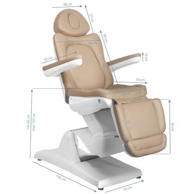 Elektrische behandelstoel Azzurro 870 3 Strong cappuccino voor gezichts-, lichaams-, spa- en beautybehandelingen