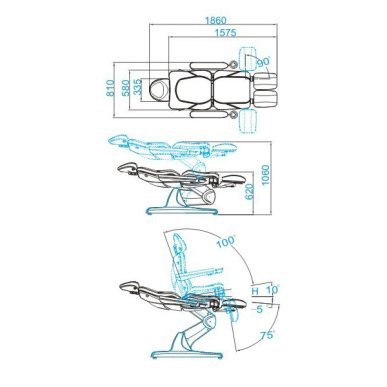 Elektrische podologiestoel cappuccino Azzurro 870S Pedi 3 Strong