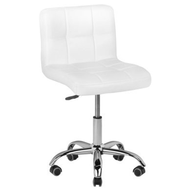 Professionele cosmetische stoel A-5299 wit met hoogteverstelling en rubberen wielen voor beauty, manicure en pedicure