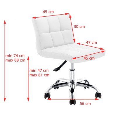 Professionele cosmetische stoel A-5299 wit met hoogteverstelling en rubberen wielen voor beauty, manicure en pedicure