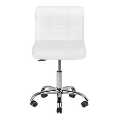 Professionele cosmetische stoel A-5299 wit met hoogteverstelling en rubberen wielen voor beauty, manicure en pedicure