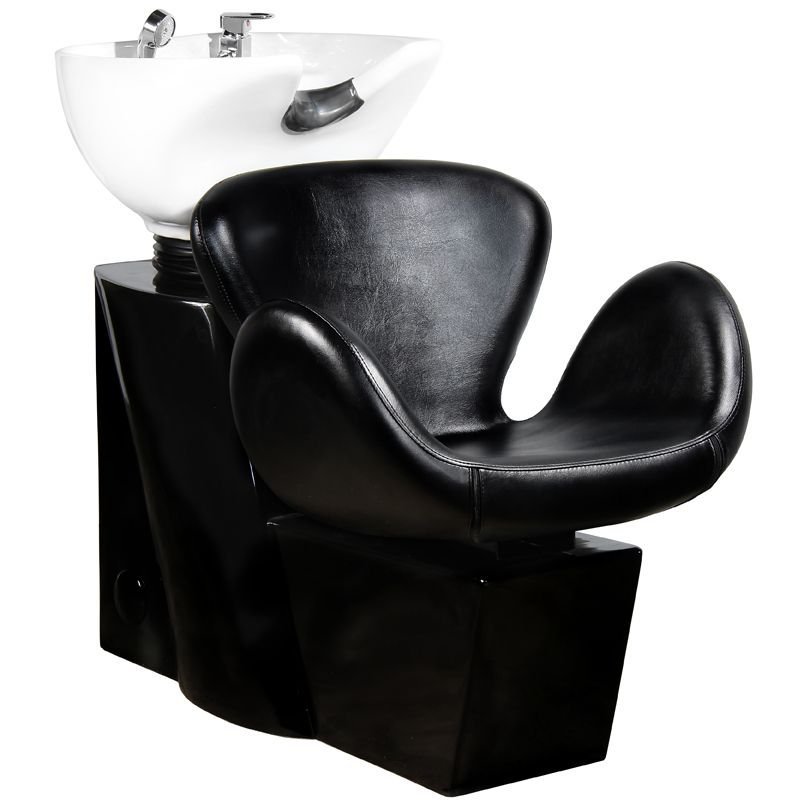 Professionele kapperswasunit Gabbiano Amsterdam zwart voor haarwassen en salonverzorging met verstelbare witte waskom