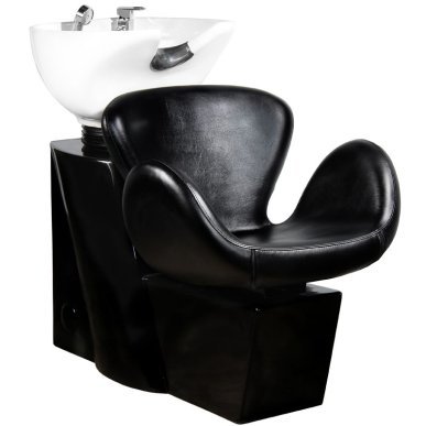 Professionele kapperswasunit Gabbiano Amsterdam zwart voor haarwassen en salonverzorging met verstelbare witte waskom