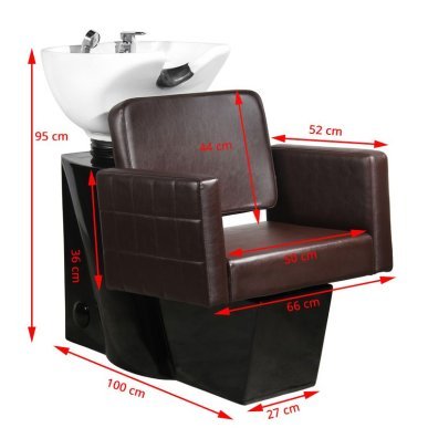 Professionele kapperswasunit Gabbiano Ankara bruin met kantelbare waskom voor haarwassen en verzorging in de salon