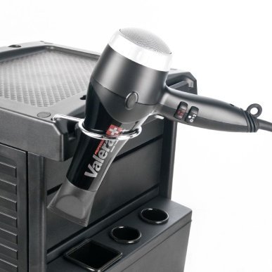 Professionele kappers trolley Gabbiano 100C zwart met 2 rolluiken, 4 trays en 15 vakken voor organisatie in de salon