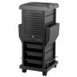 Professionele kappers trolley Gabbiano 100C zwart met 2 rolluiken, 4 trays en 15 vakken voor organisatie in de salon