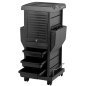 Professionele kappers trolley Gabbiano 100C zwart met 2 rolluiken, 4 trays en 15 vakken voor organisatie in de salon