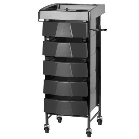 Professionele kappers trolley Gabbiano 008 zwart voor overzichtelijke organisatie van gereedschap tijdens salonwerk