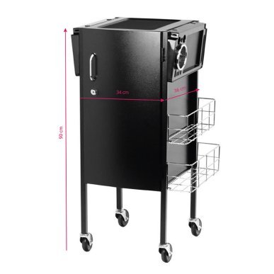 Professionele kappers trolley Gabbiano Deluxe 500 zwart voor salonorganisatie en het opbergen van tools en accessoires