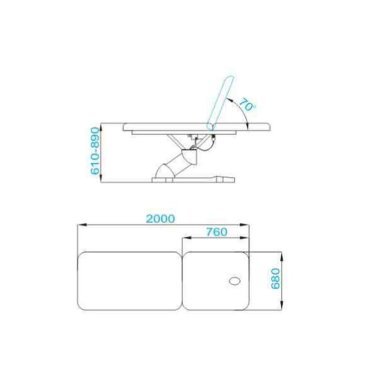 Elektrische massagetafel Azzurro 808 wit met 2 motoren voor massage, body treatments en cosmetische lichaamsbehandelingen