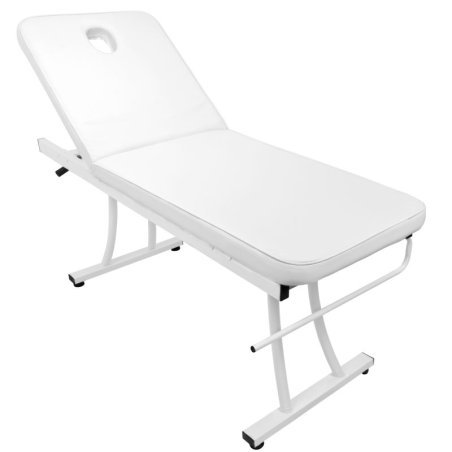 Professionele massagetafel Azzurro 328 wit 2-delige behandelbank met gezichtsopening en papierrolhouder voor salon