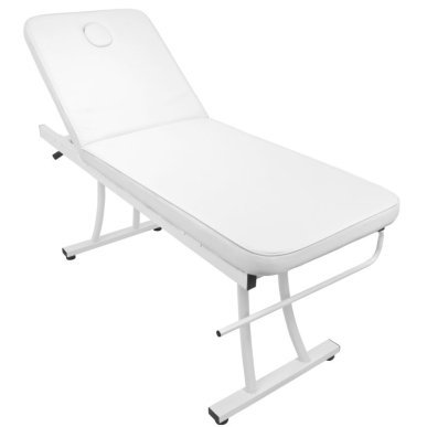 Professionele massagetafel Azzurro 328 wit 2-delige behandelbank met gezichtsopening en papierrolhouder voor salon